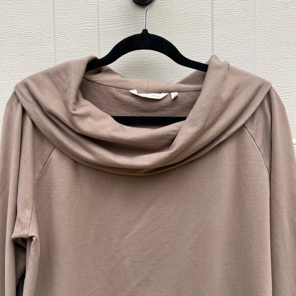 Soft Surroundings Cowl Neck Tan Brown Pullover Tunic Sweatshirt Size Medium - Picture 3 of 8